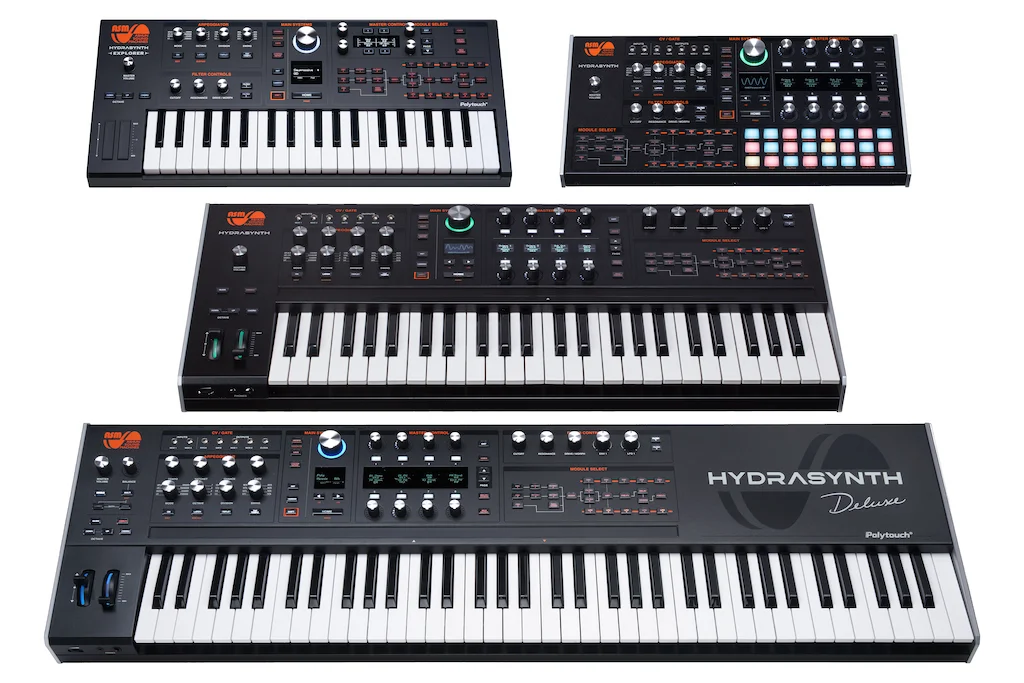 ASM Hydrasynth Family Photo White Background.webp