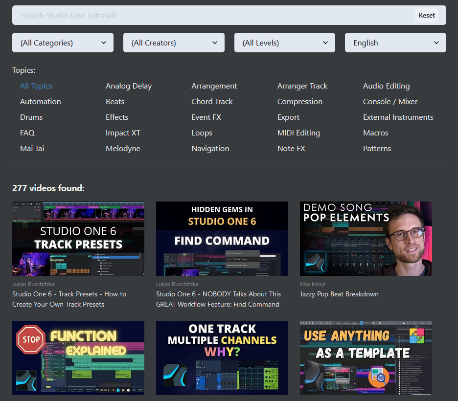 Studio One Tutorials.png Studio One Tutorials.png