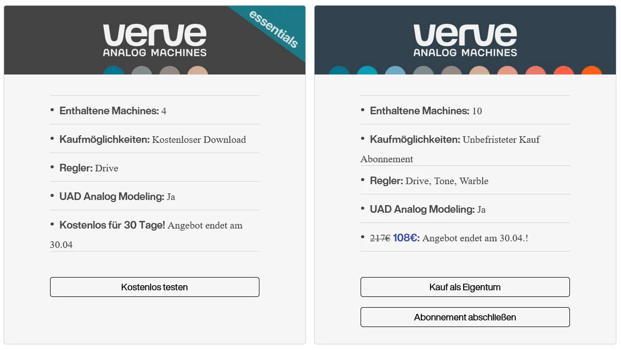 UAD Verve Analog Machines Vergleich.webp