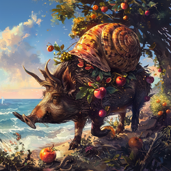 andre_slr_A_wild_boar_with_horns_and_a_snail_shell_on_its_back._41f80ac4-72b3-4621-9ee7-d71287...png