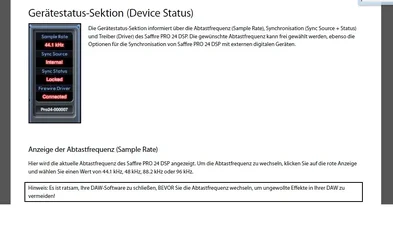 Samplefrequenz Focusrite Saffire 24 Pro DSP.webp