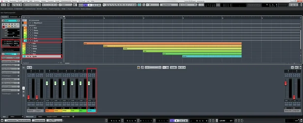 Cubase Arrangement-Fenster Ansicht, nach Routing.webp