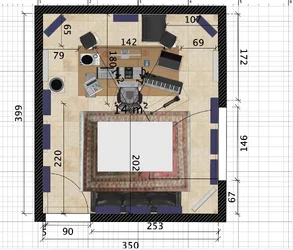 Schlafzimmer Studio Grundriss mit Maßen.webp