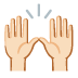 Gehobene Hände: heller Hautton :raised_hands_tone1: 🙌🏻